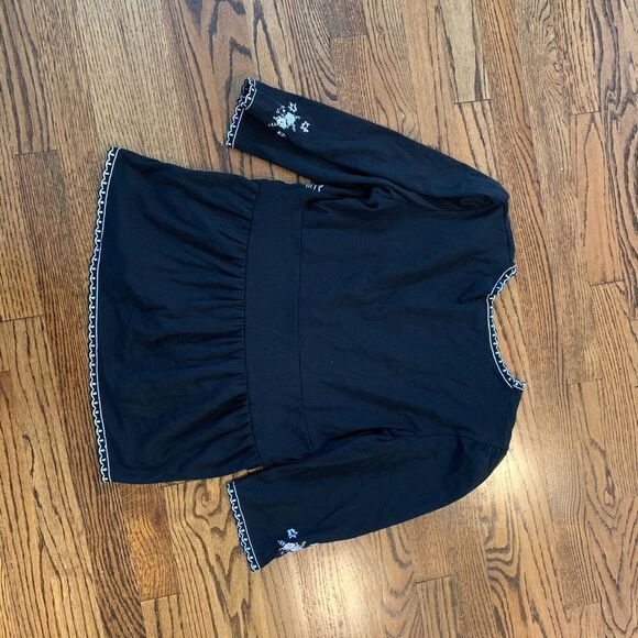 New ABS Essentials Black White Boho Peasant Top M - Picture 4 of 4